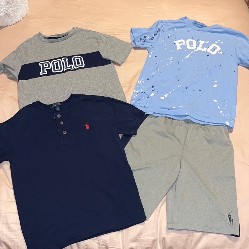 POLO RALPH LAUREN BOYS SIZE M (10-12) T-SHIRTS AND SHORT BUNDLE